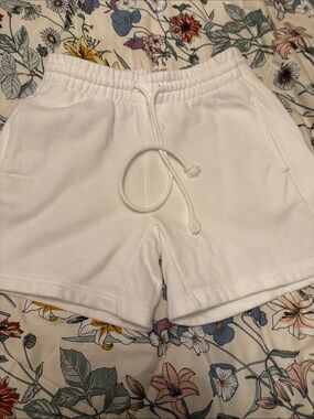 TNA White Elastic Drawstring Athletic Shorts